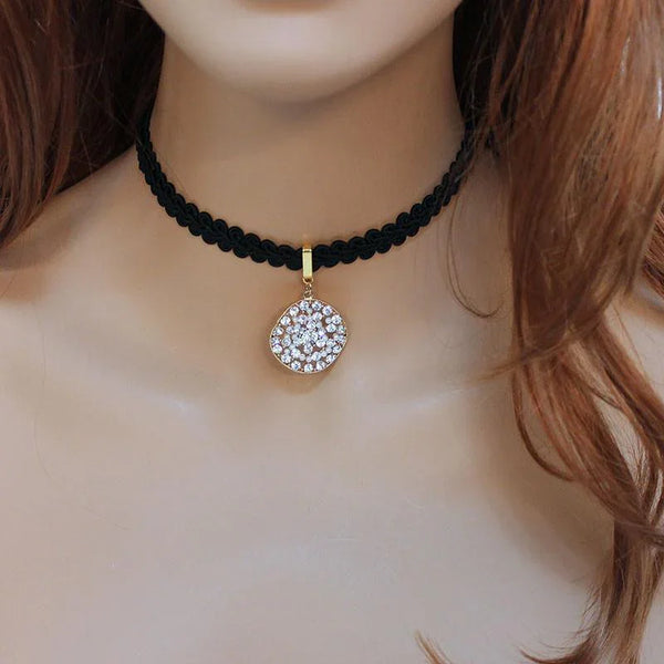 Elegant Black Long Beaded Back Drop Choker Necklace