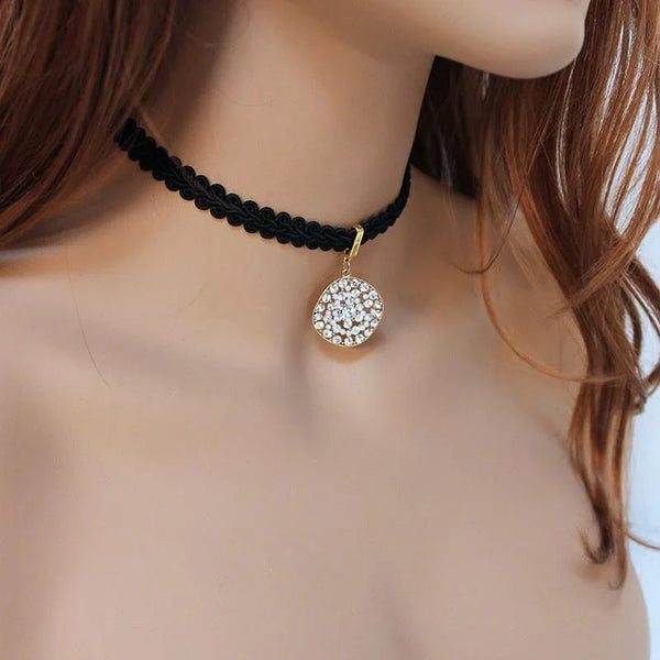 Elegant Black Long Beaded Back Drop Choker Necklace