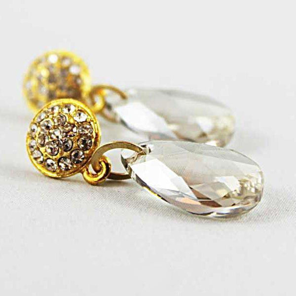 Elegant Golden Crystal Teardrop Earrings