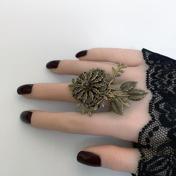 Gold Flower Cocktail Statement Ring