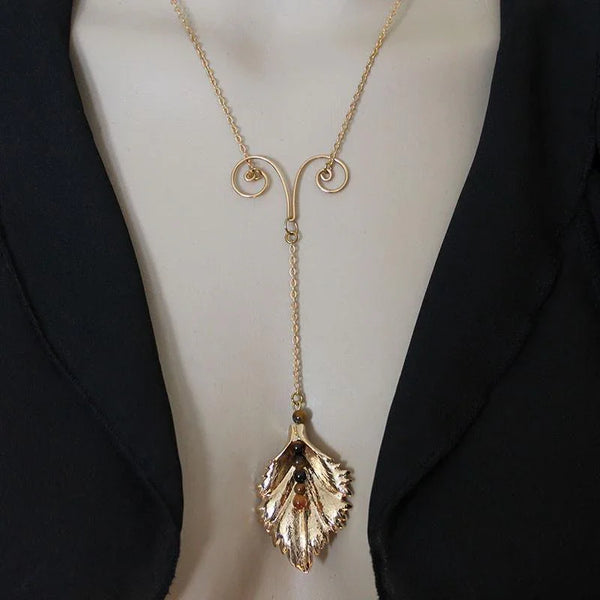 Gold Leaf Y Necklace