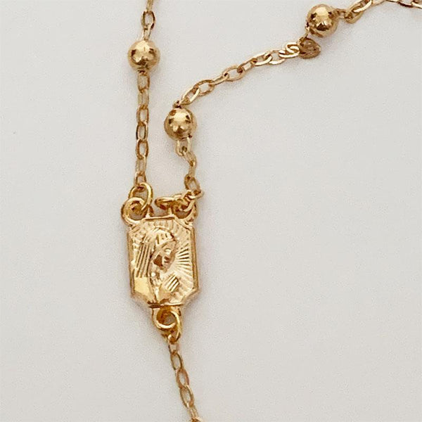 Gold Satellite Mother Mary Chain Rosary Necklace