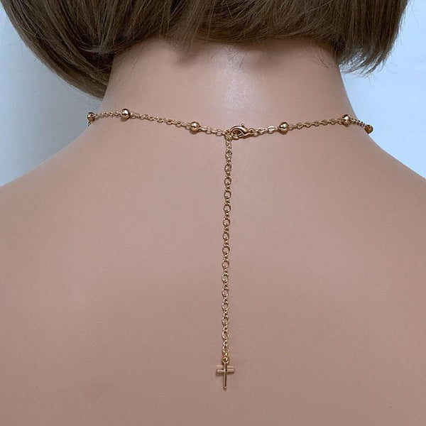 Gold Satellite Mother Mary Chain Rosary Necklace