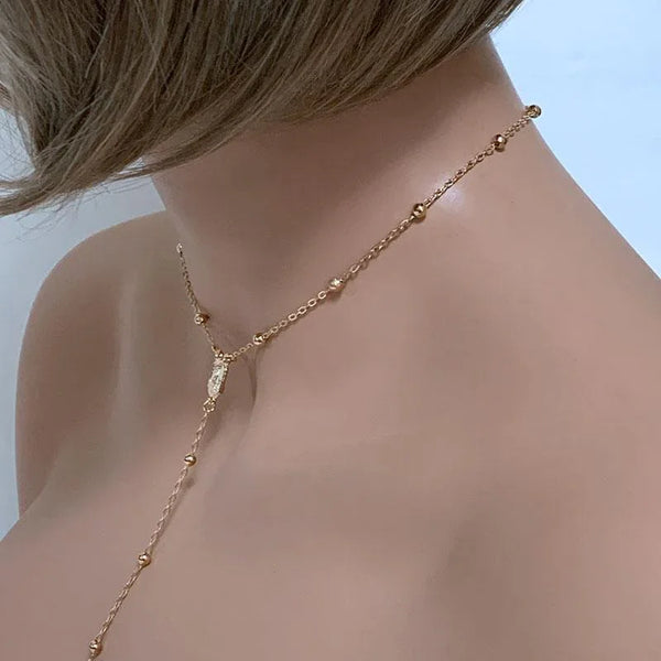 Gold Satellite Mother Mary Chain Rosary Necklace