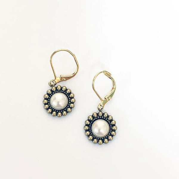 Gold Victorian Pearl Dangle Earrings