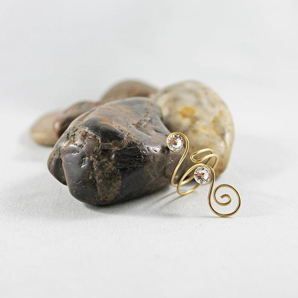 Gold Wire Wrapped Clear Crystal Ring
