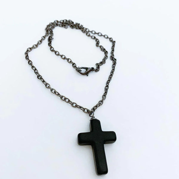 Gothic Black Cross Necklace