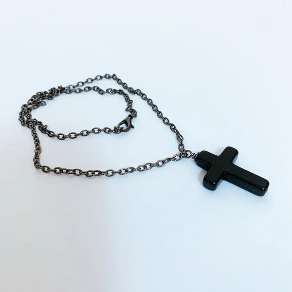 Gothic Black Cross Necklace