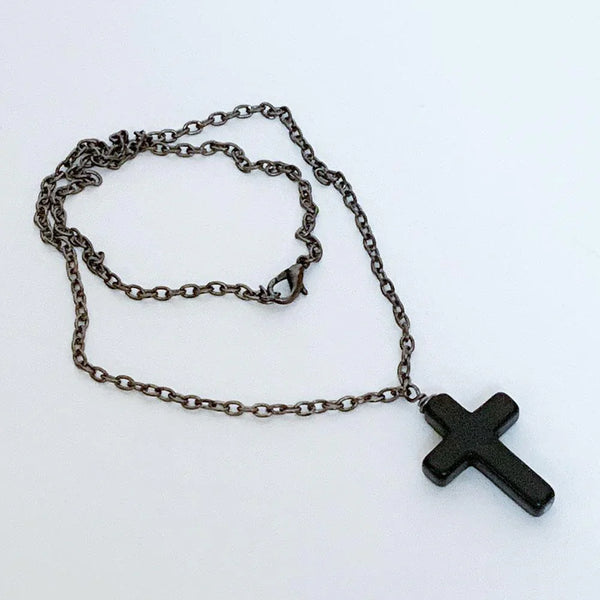 Gothic Black Cross Necklace