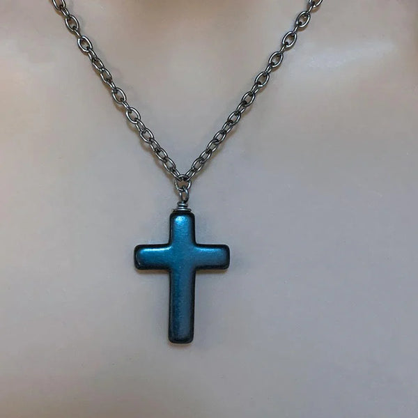 Gothic Black Cross Necklace