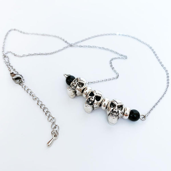 Gothic Silver Skull Necklace