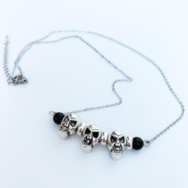 Gothic Silver Skull Necklace