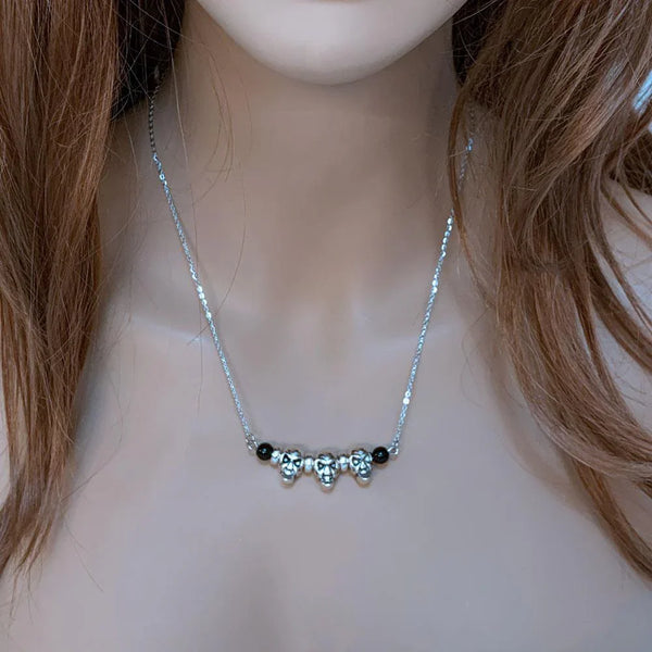 Gothic Silver Skull Necklace