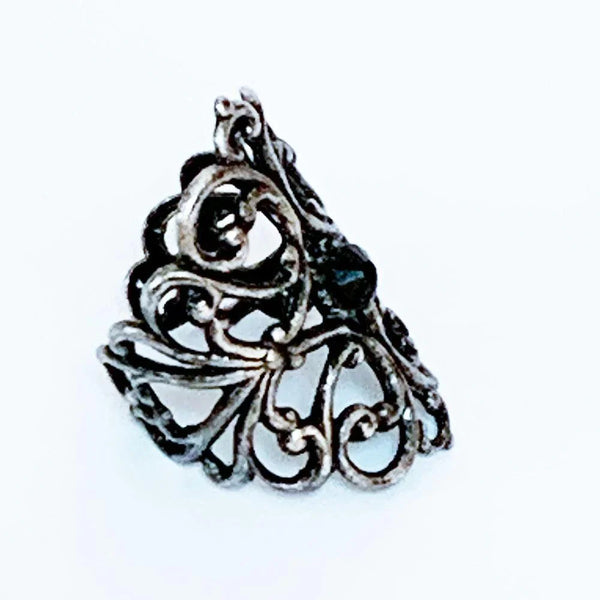 Gothic Victorian Black Crystal Silver Knuckle Ring