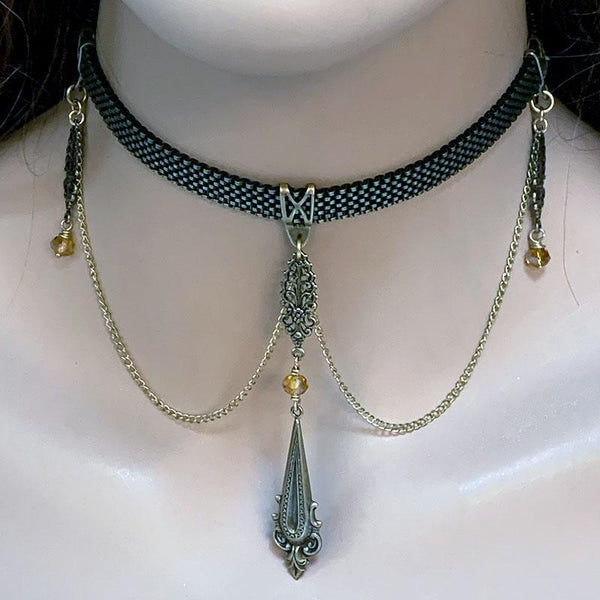 Gothic Victorian Chain Ribbon Choker