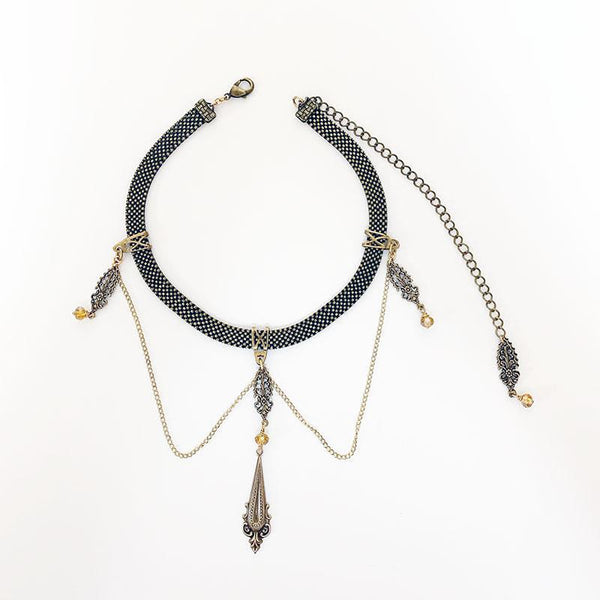 Gothic Victorian Chain Ribbon Choker