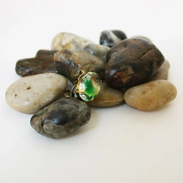 Green Clear Crystal Gold Filigree Adjustable Ring