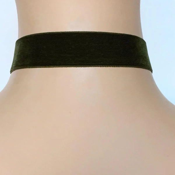 Green Velvet Gothic Victorian Choker Necklace