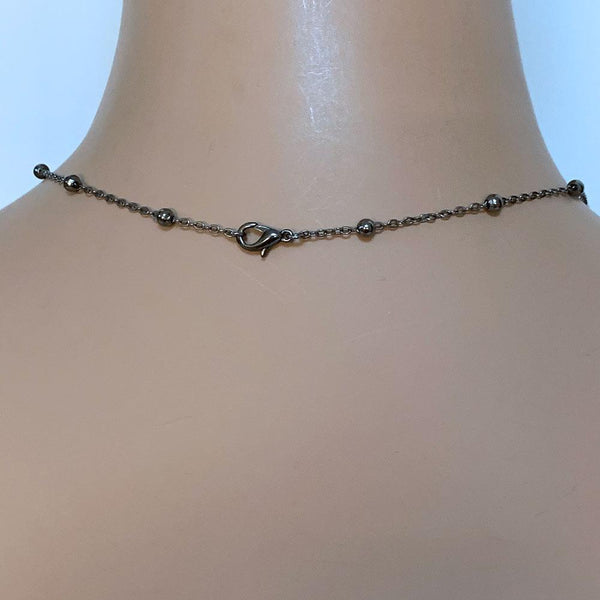 Gunmetal Chain Sideways Cross Necklace