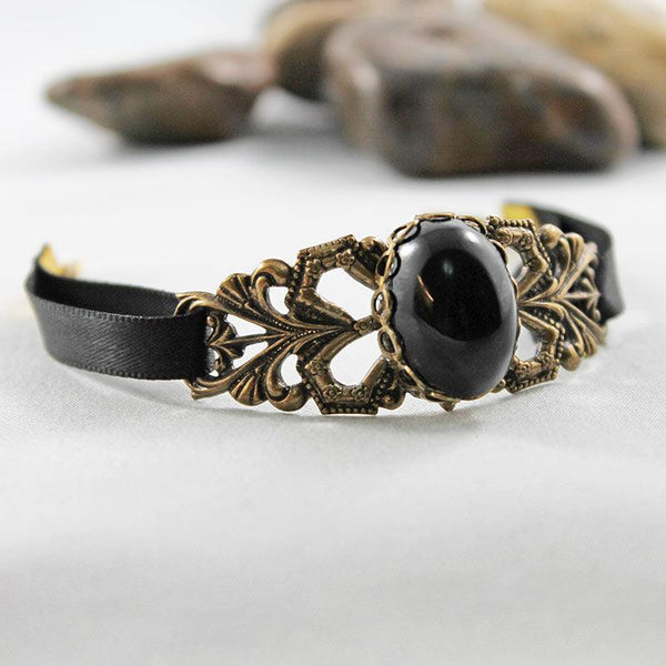 Handmade Black Ribbon Victorian Bracelet