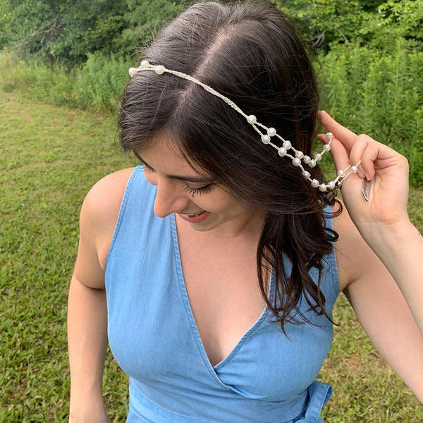 Handmade Pearl Lariat Necklace