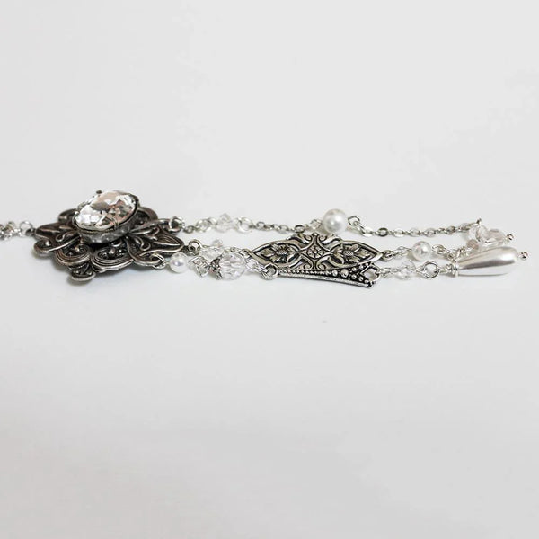 Handmade Victorian Negligee Necklace with Asymmetric Dangles