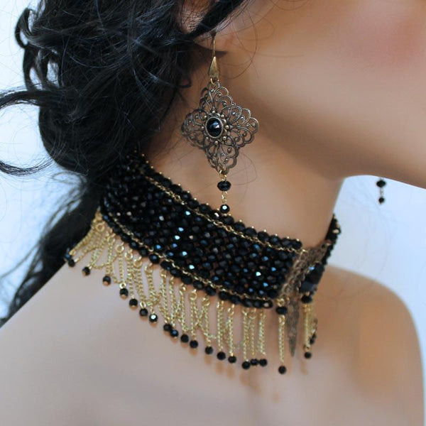Long Brass Filigree Victorian Dangle Earrings