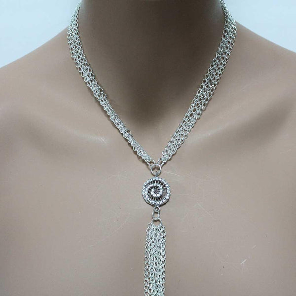 Long Silver Tassel Necklace