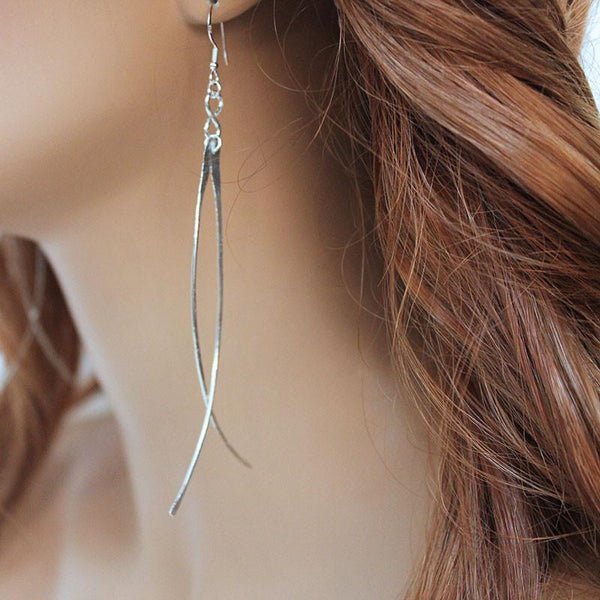 Long Sterling Silver Fashion Earrings