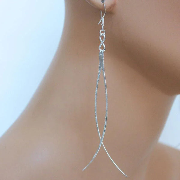 Long Sterling Silver Fashion Earrings