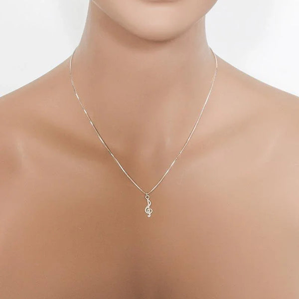 Minimalist Sterling Silver Treble Clef Necklace