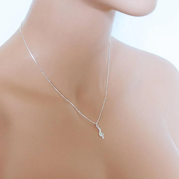 Minimalist Sterling Silver Treble Clef Necklace
