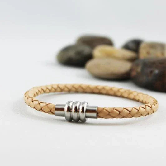 Natural Tan Bolo Leather Braided Bracelet