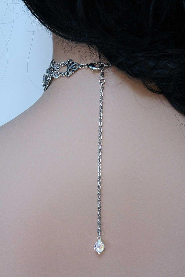 Oxidized Silver Bridal Choker