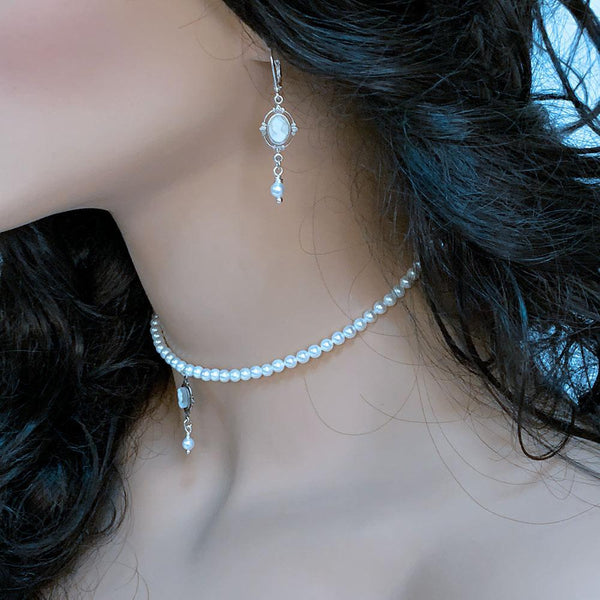 Pearl Cameo Victorian Bridal Choker Set