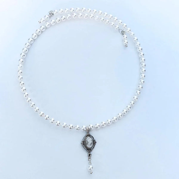 Pearl Cameo Victorian Bridal Choker Set