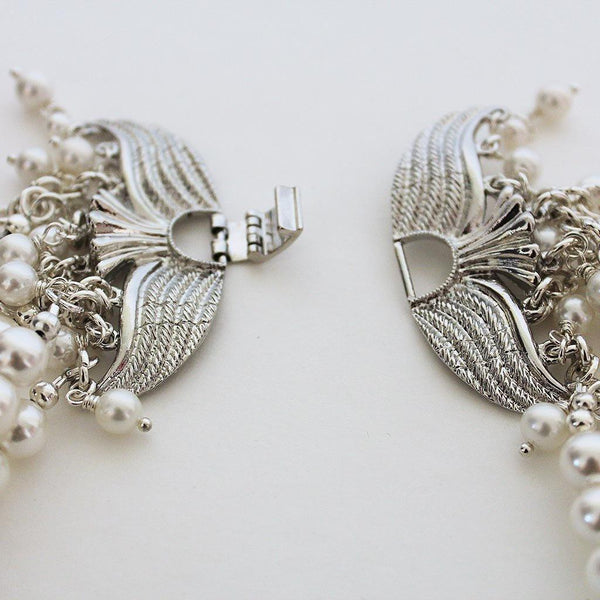Pearl Crystal Multi Strand Bridal Statement Necklace