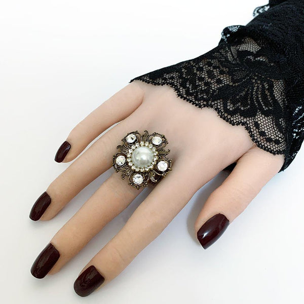 Pearl Flower Statement Ring