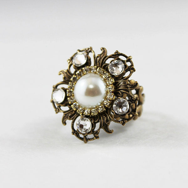 Pearl Flower Statement Ring