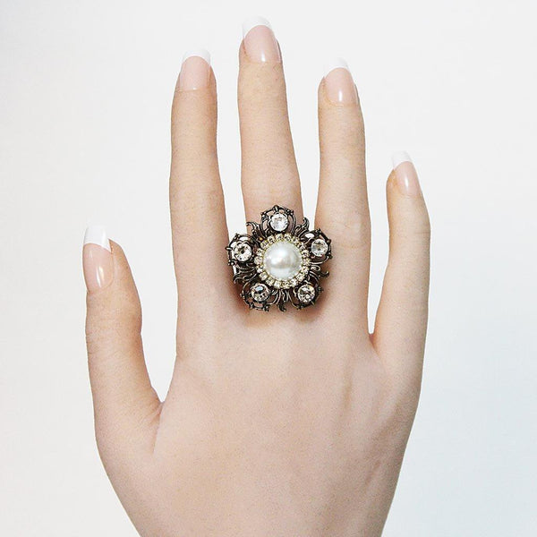 Pearl Flower Statement Ring