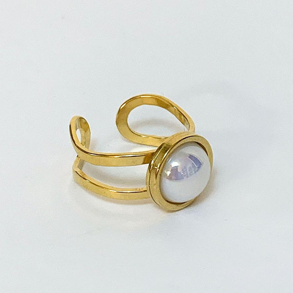 Pearl Gold Open Ring