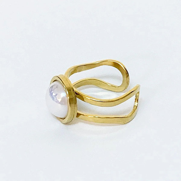 Pearl Gold Open Ring