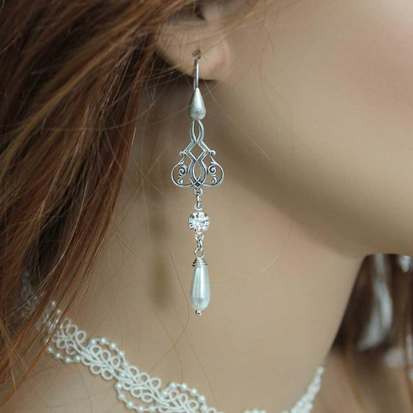 Pearl Teardrop Bridal Earrings