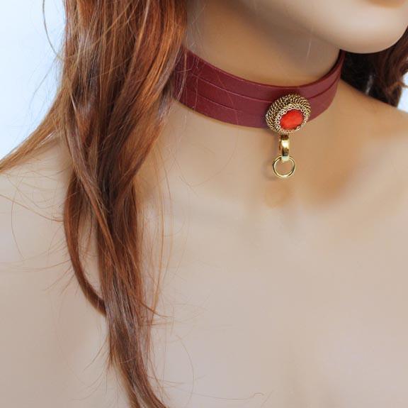 Red Leather Choker, Anime Inspired