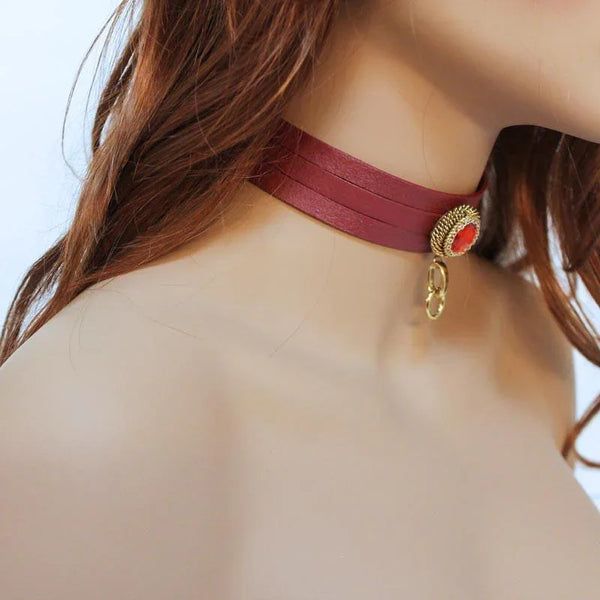 Red Leather Choker, Anime Inspired