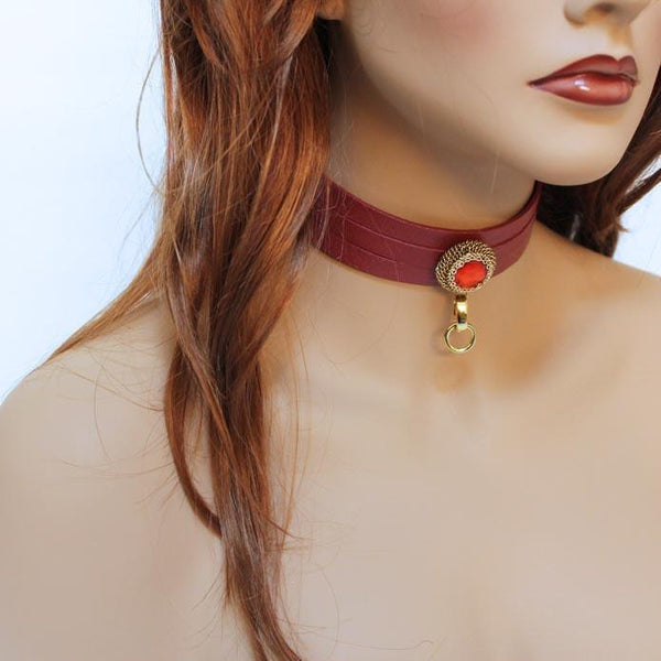 Red Leather Choker, Anime Inspired