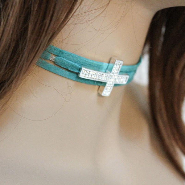 Sea Foam Green Rhinestone Choker