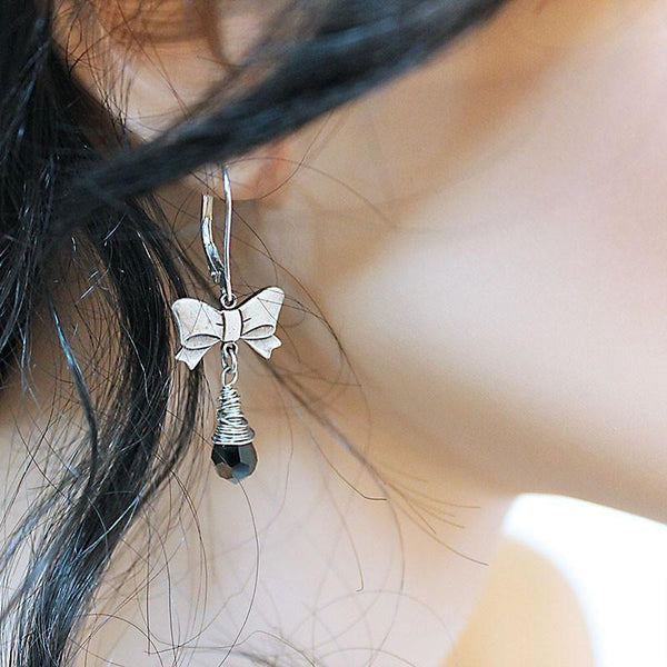 Silver Bow Earrings
