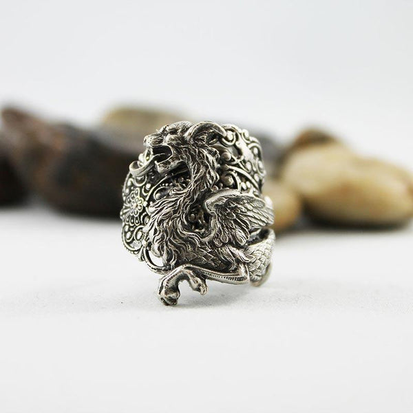 Silver Dragon Ring, Medieval Fantasy, Neo Victorian Gothic Jewelry