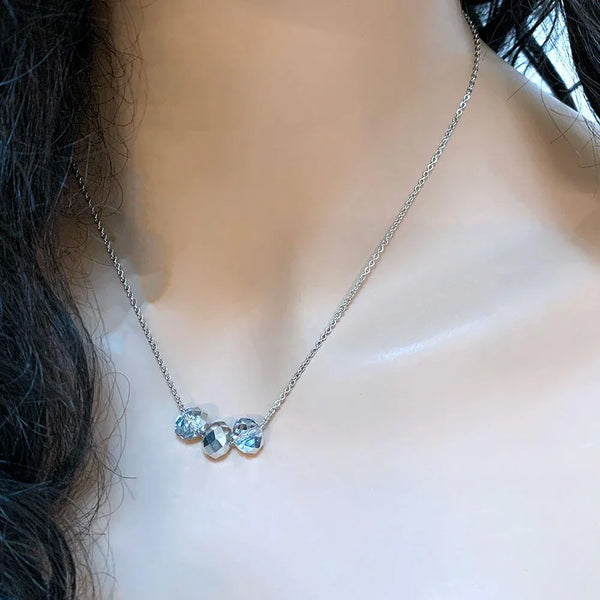 Silver Floating Crystal Necklace